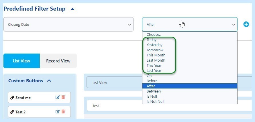 Predefined filters