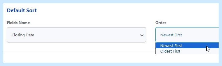 Default sort settings