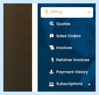 Customizable billing sub menu