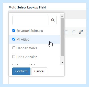 Multi select lookup field
