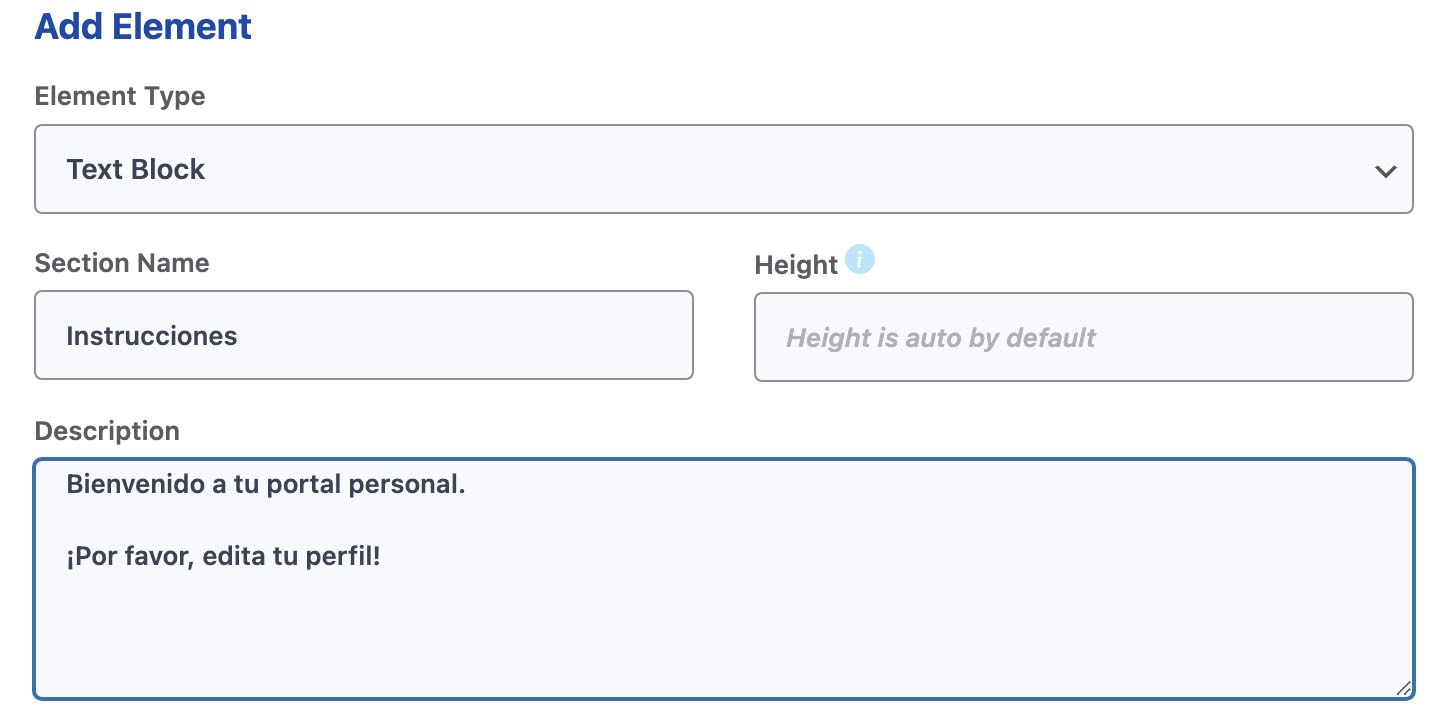 Add custom elements in local language