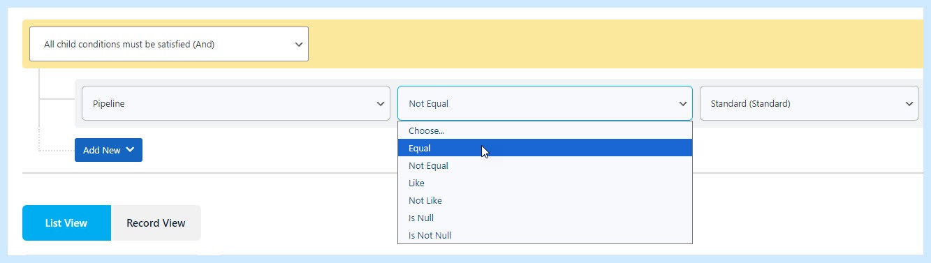 Deal Pipelines Predefined Filter