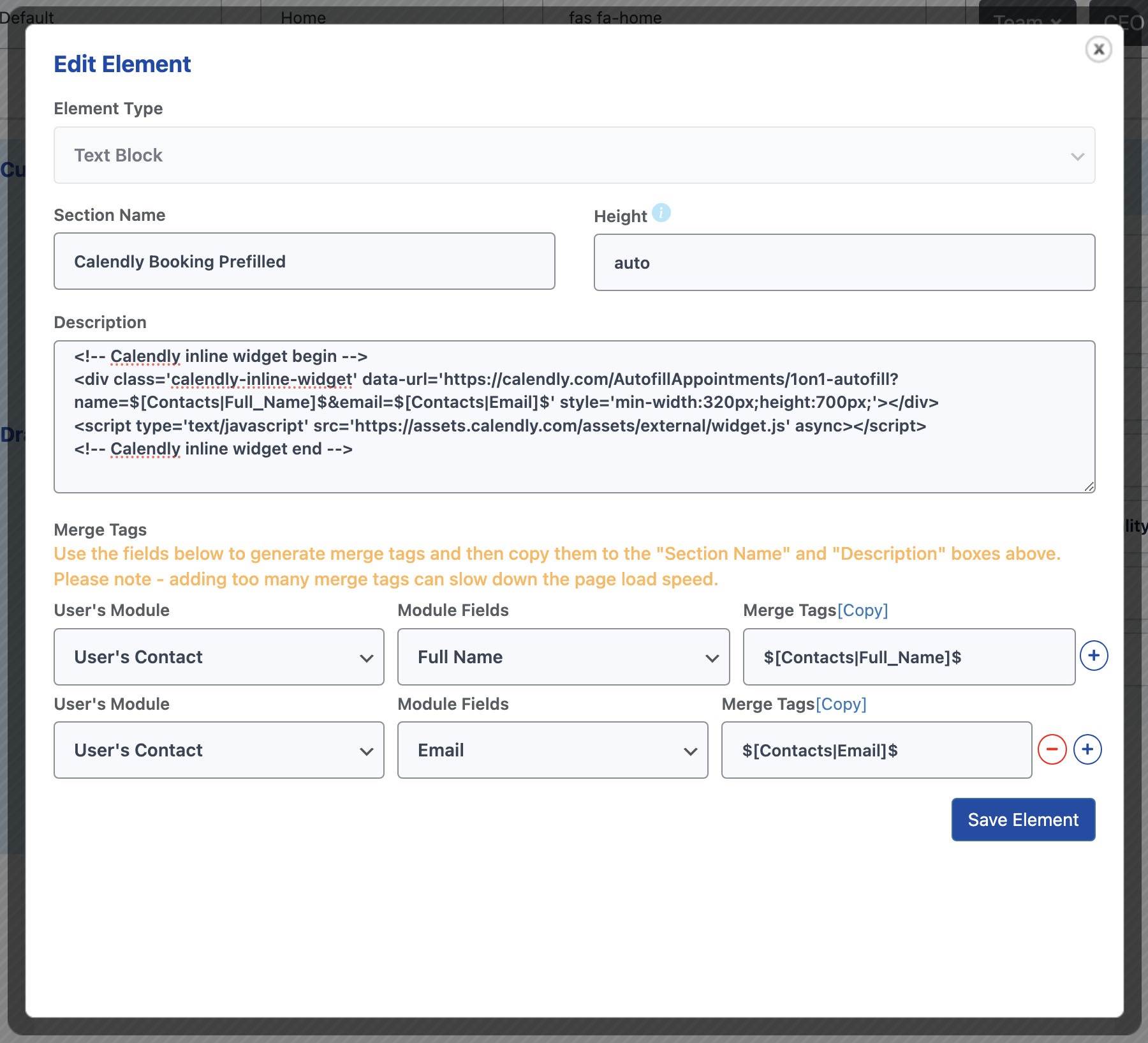 ZPortals backend adding text element with scheduler code